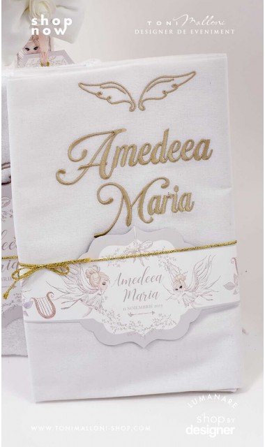 Trusou botez alb cu ingeri ideal pentru iarna Ingerul alb 4